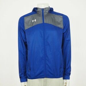 Under Armour Storm 1 Windbreaker Jacket Mens Small Blue Full-Zip Hoodie Hooded